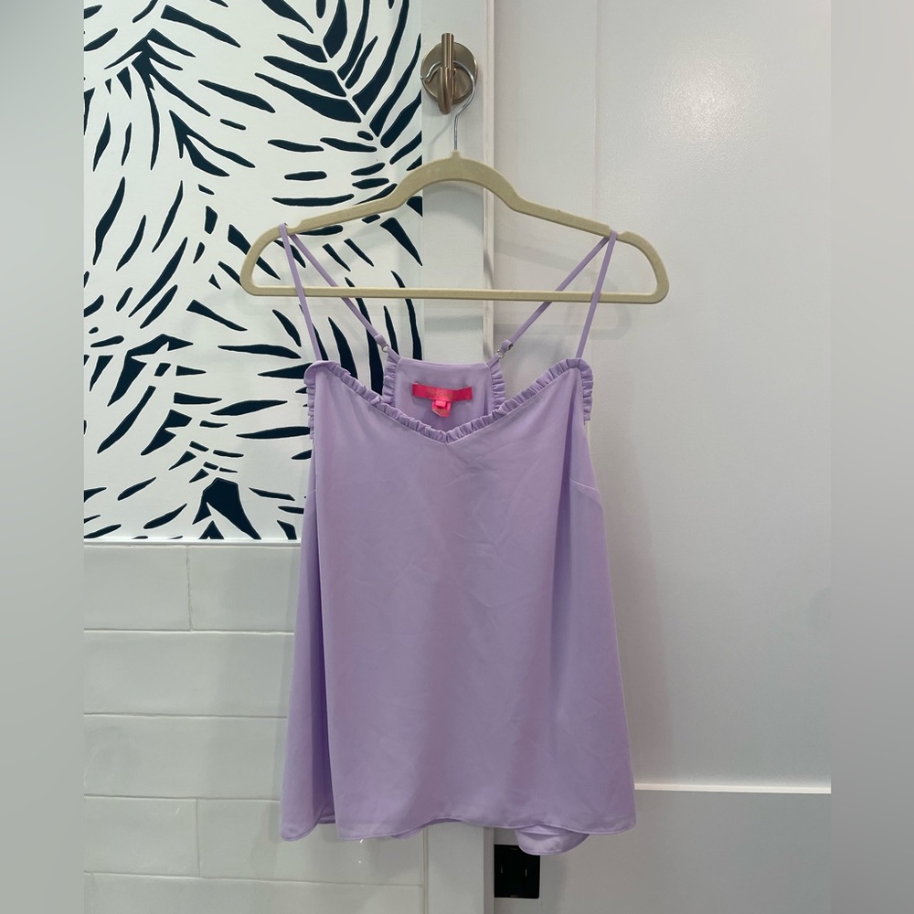 Lilly Pulitzer dusk Ruffled tank top size medium light lilac verbena